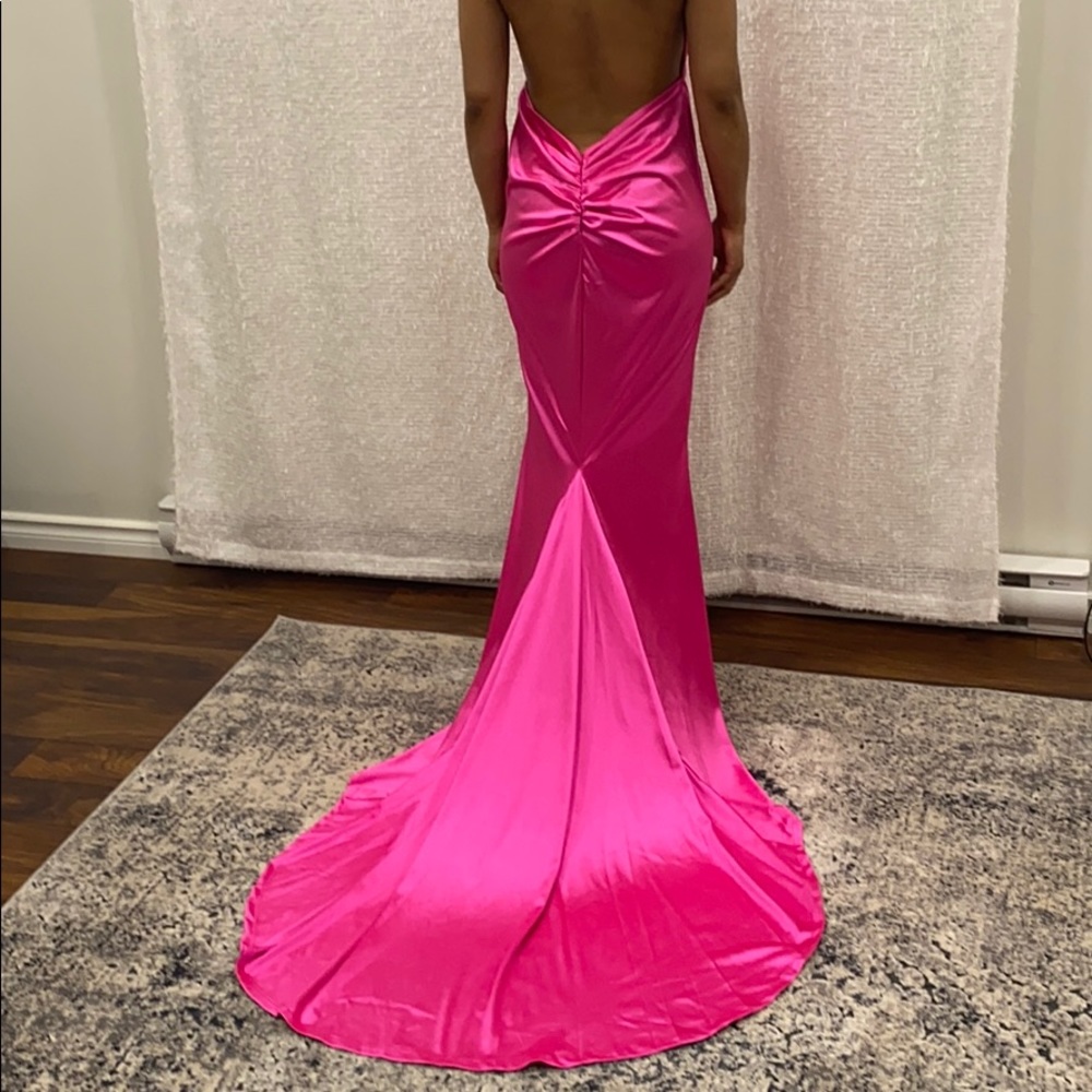 Fuschia Satin Gown - Picture 6 of 9